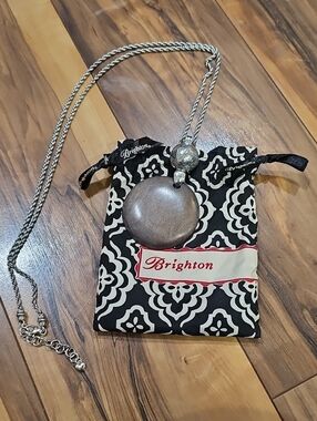 Brighton Silver-Tone Necklace with Gray Round Pendant